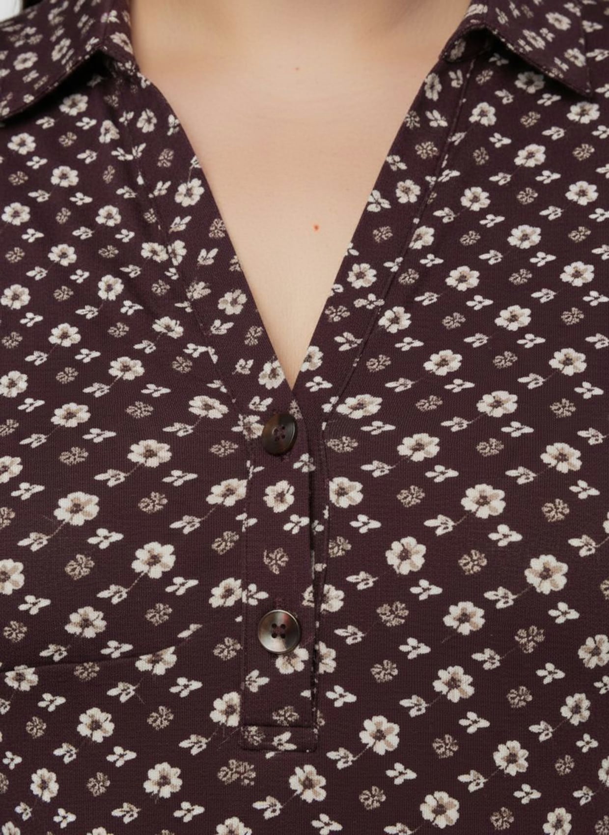 Jerseykleid im Mille-fleurs-Dessin - burgund-ecru-bedruckt