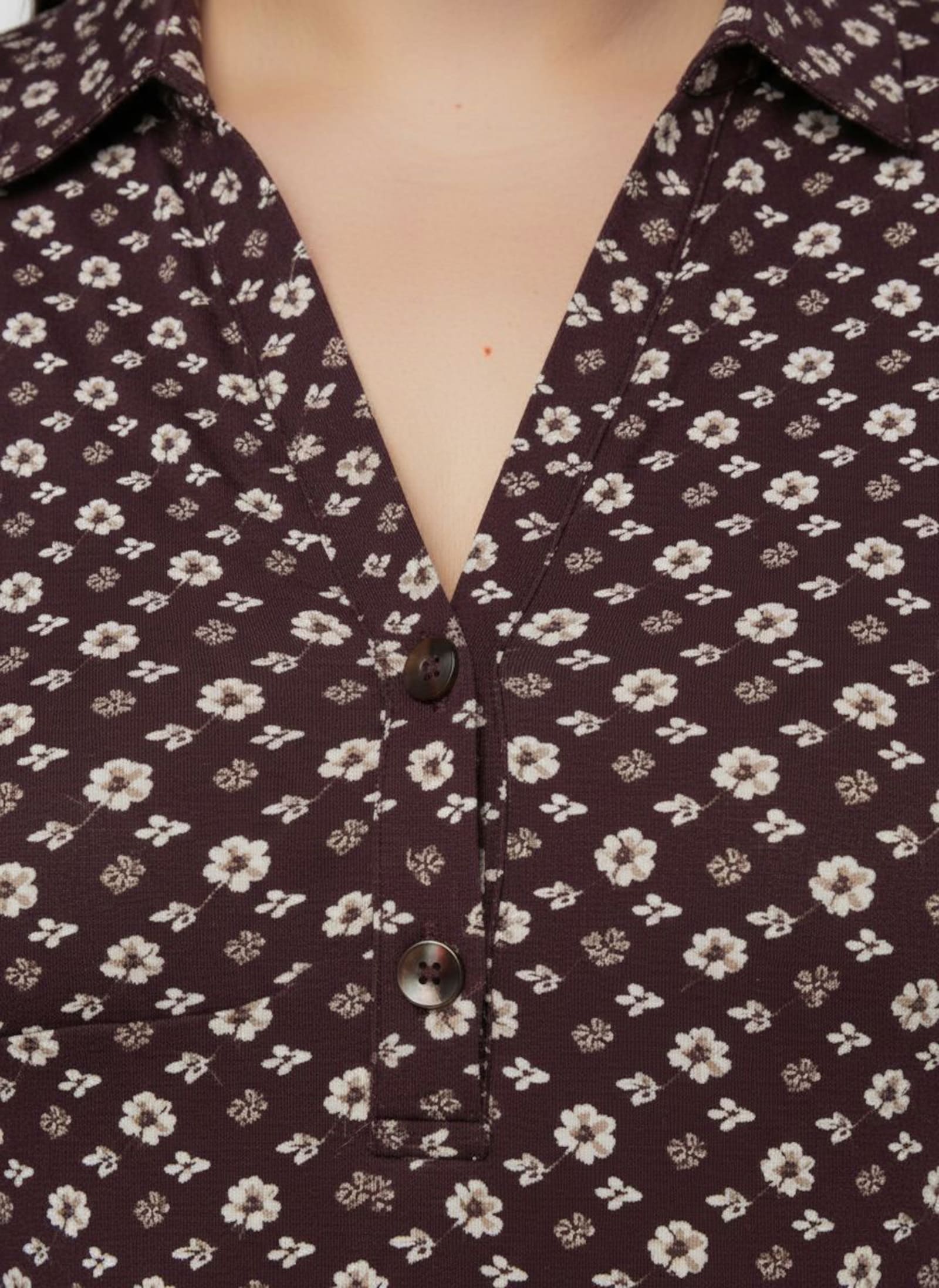 Jerseykleid im Mille-fleurs-Dessin - burgund-ecru-bedruckt