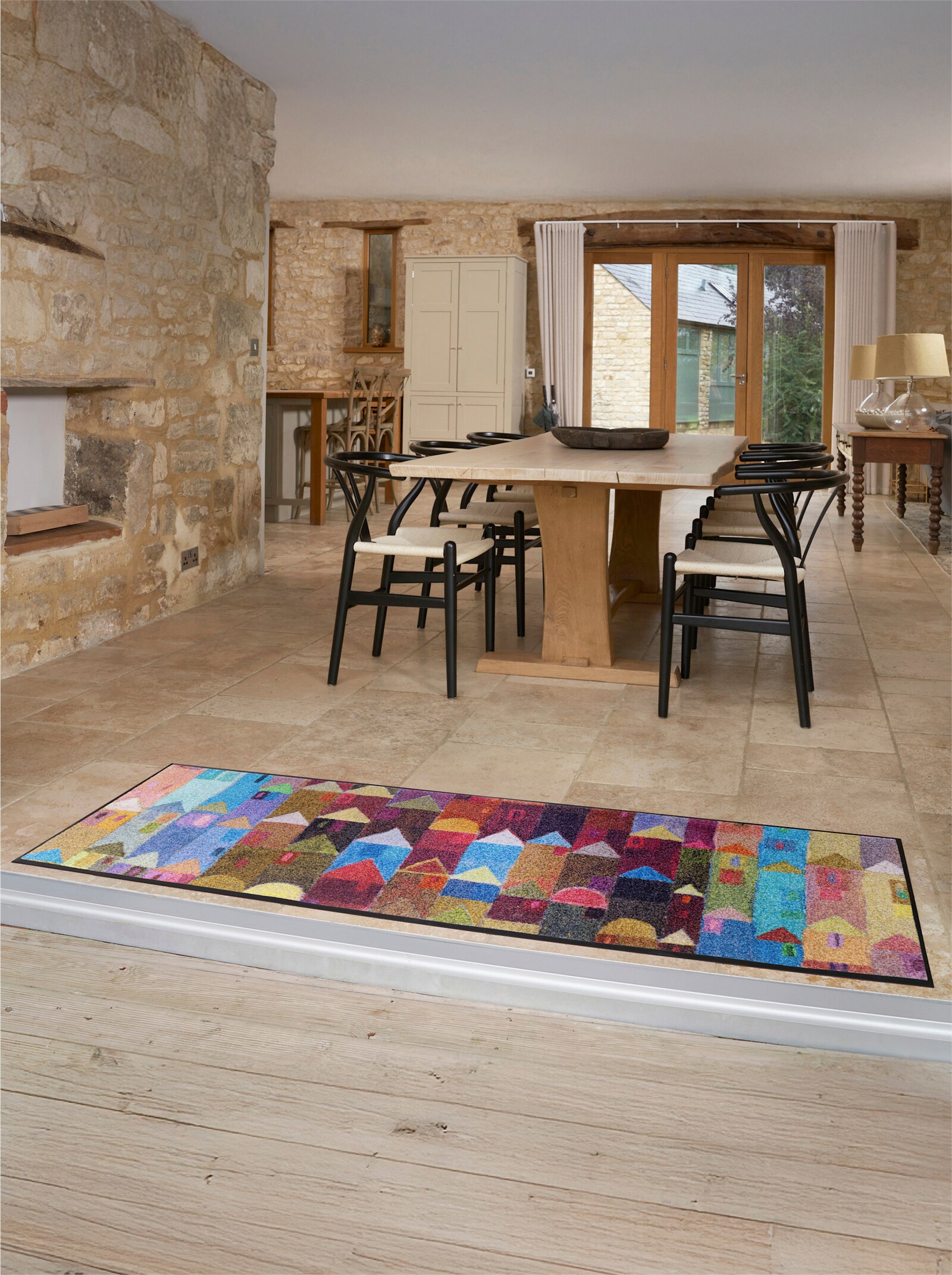 wash+dry by Kleen-Tex Fußmatte - bordeaux-blaugrün-bedruckt