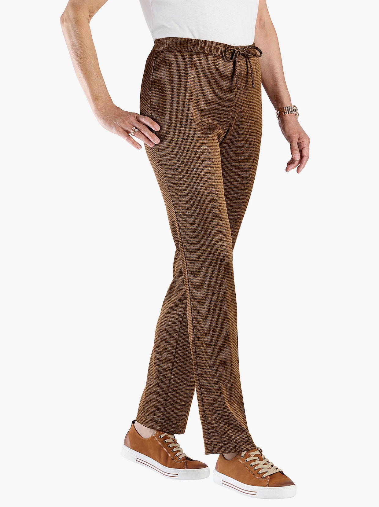 Joggingbroek - cognac/zwart gedessineerd