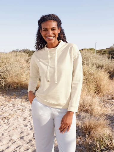 Sweatshirt mit Kordelzug - champagner