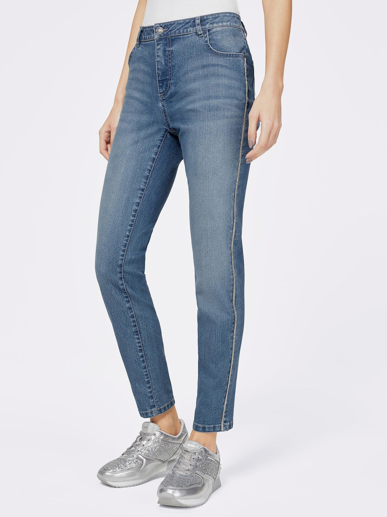 Gerade Jeans - blue-stone-washed