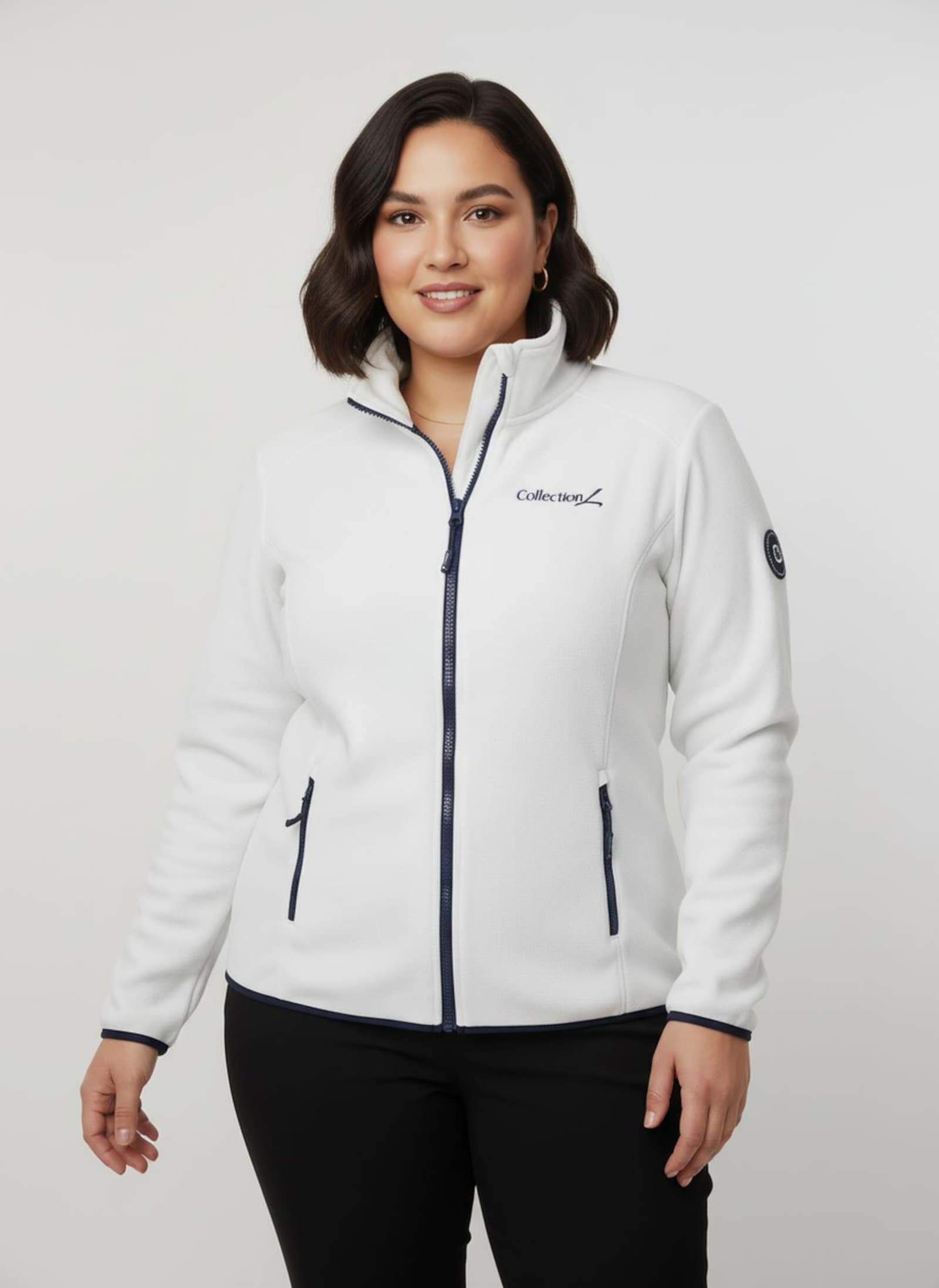 Fleecejacke mit Stickerei - ecru