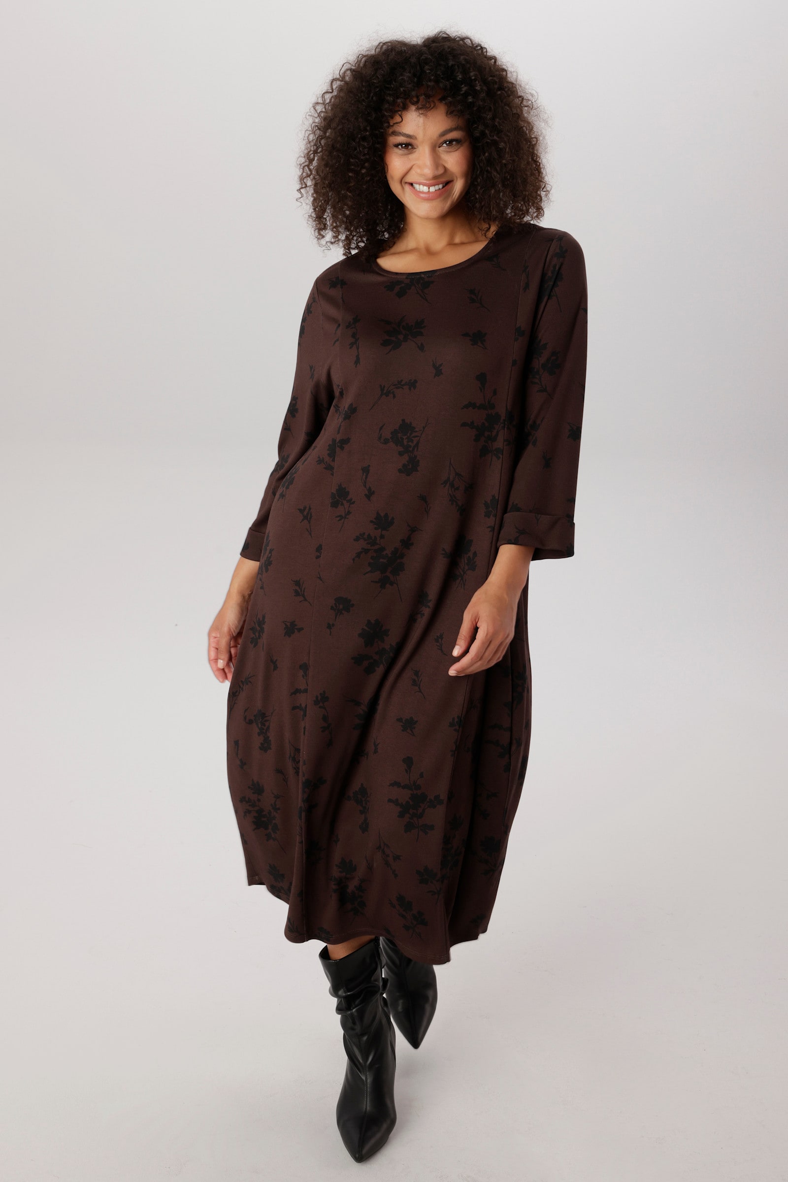 Aniston PLUS Jerseykleid - braun-schwarz