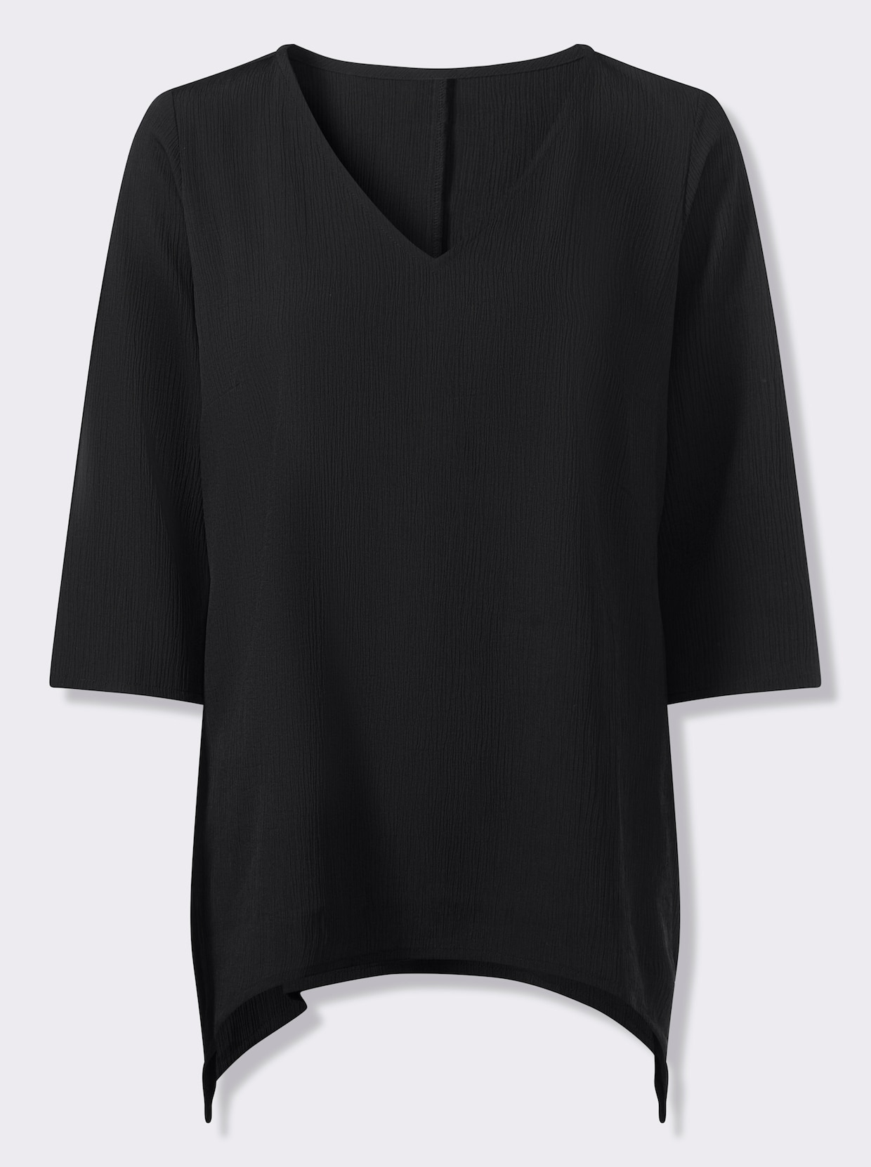 Schlupfbluse mit zipfeligem Saum - schwarz