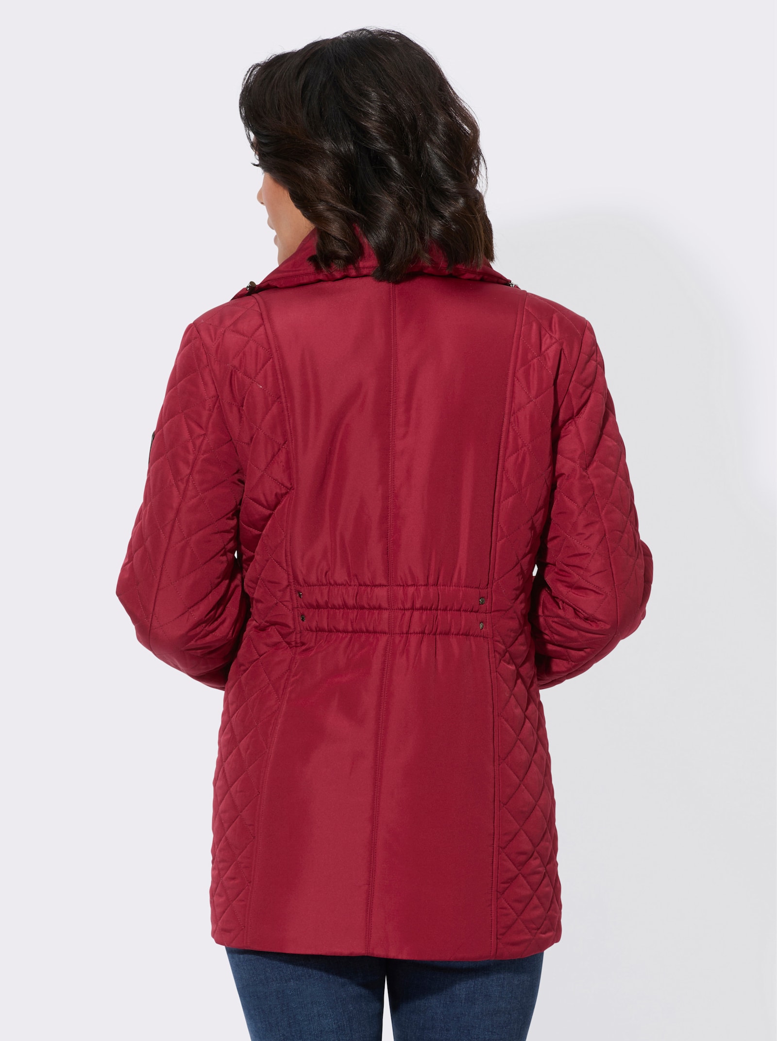 Gewatteerde jas met opgestikte klepzakken - donkerrood
