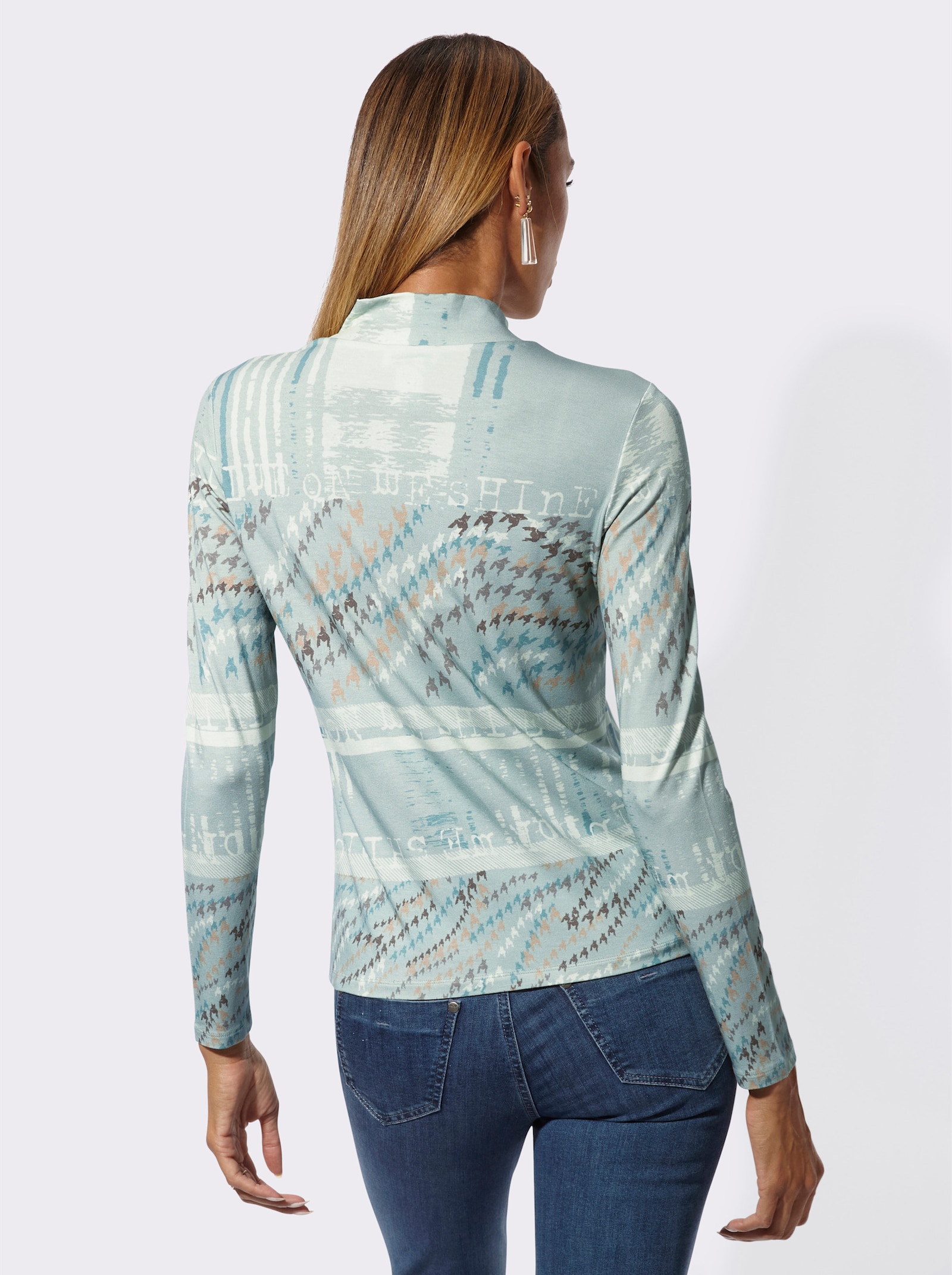 Stehkragenshirt - kalkmint-zartmint-bedruckt