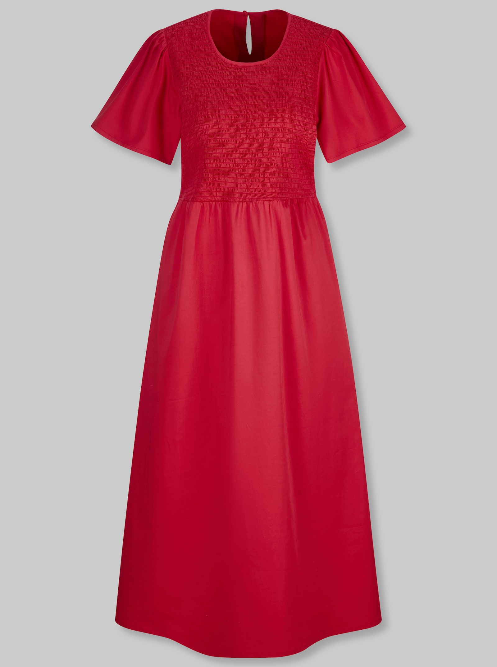 heine Maxikleid mit Smok-Partie - erdbeere