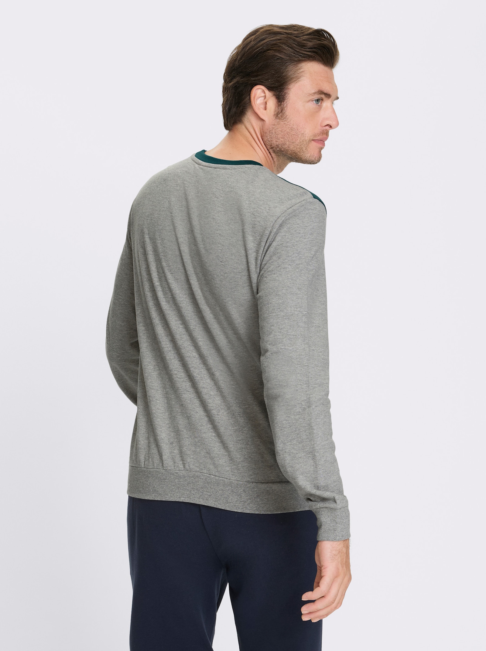 Catamaran Sports Sweatshirt met contrastinzet - grijs gemêleerd