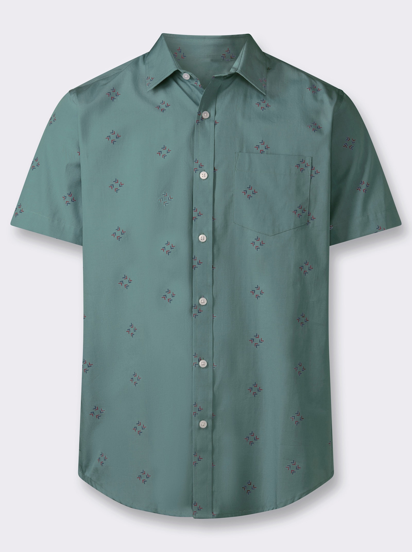 Kurzarmhemd mit Allover-Print - jade