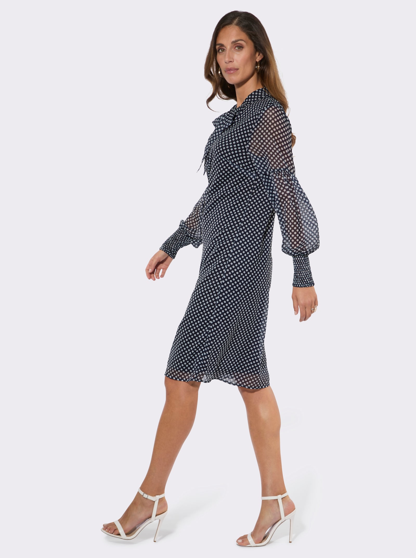 Druckkleid mit Viskose-Futter - marine-ecru-bedruckt
