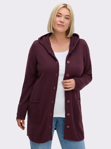 sheego veste en tricot - lie-de-vin