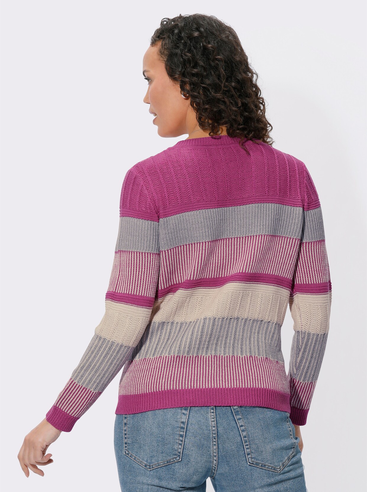 Pullover met ronde hals - heide/ivoor