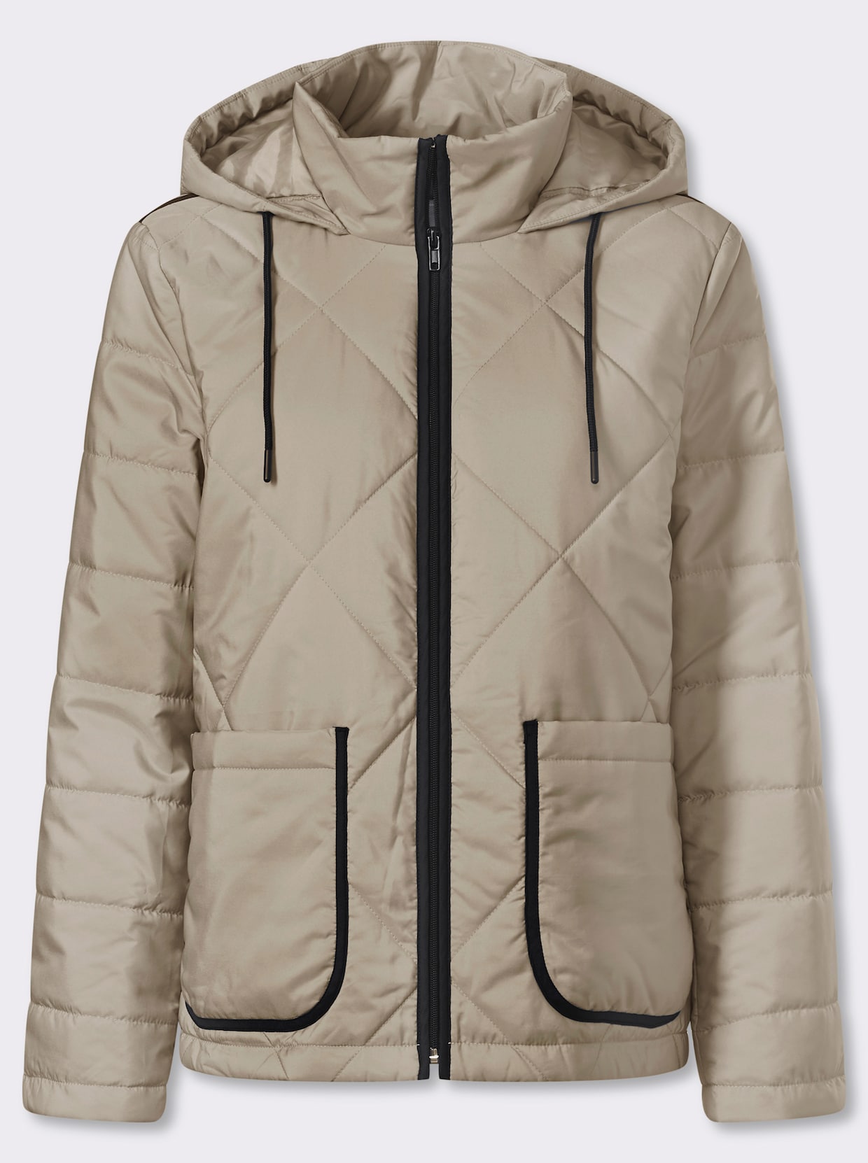 Steppjacke mit Kontrast-Details - sesam-schwarz