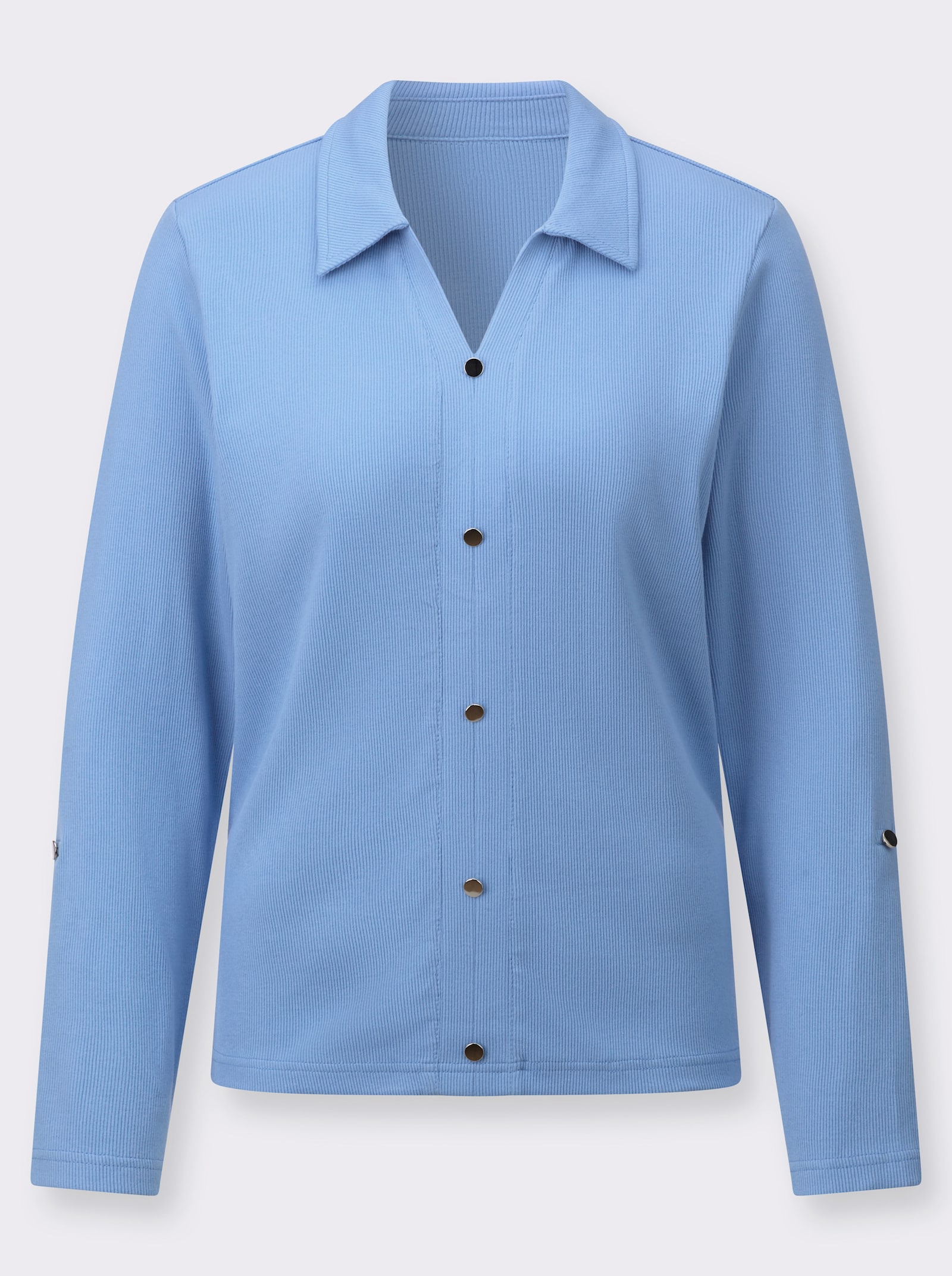 Poloshirt mir Zierknopfleiste - himmelblau