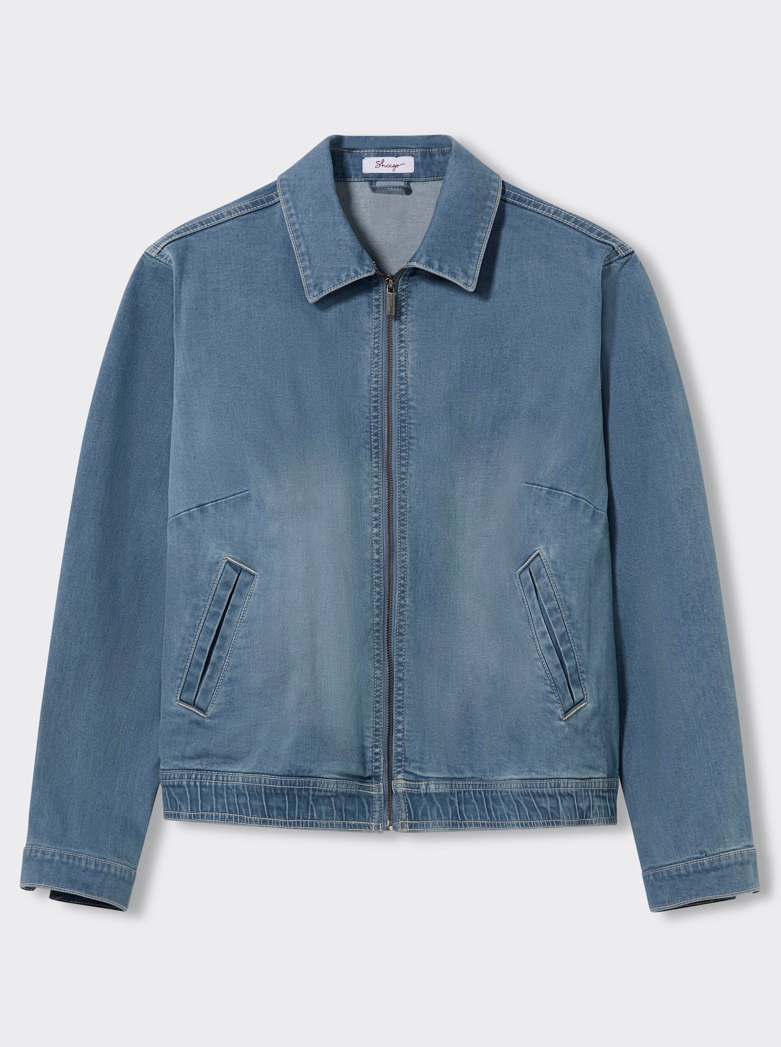 sheego Jeansjacke mit Used-Effekten - blue-bleached