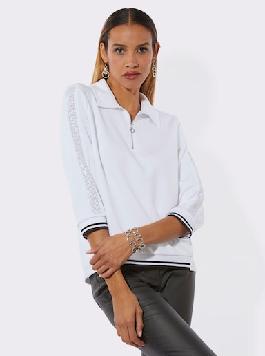 Langarm-Poloshirt - weiß
