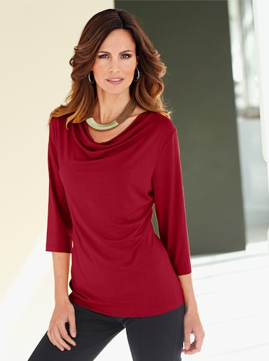 Shirt met cascadehals - rood