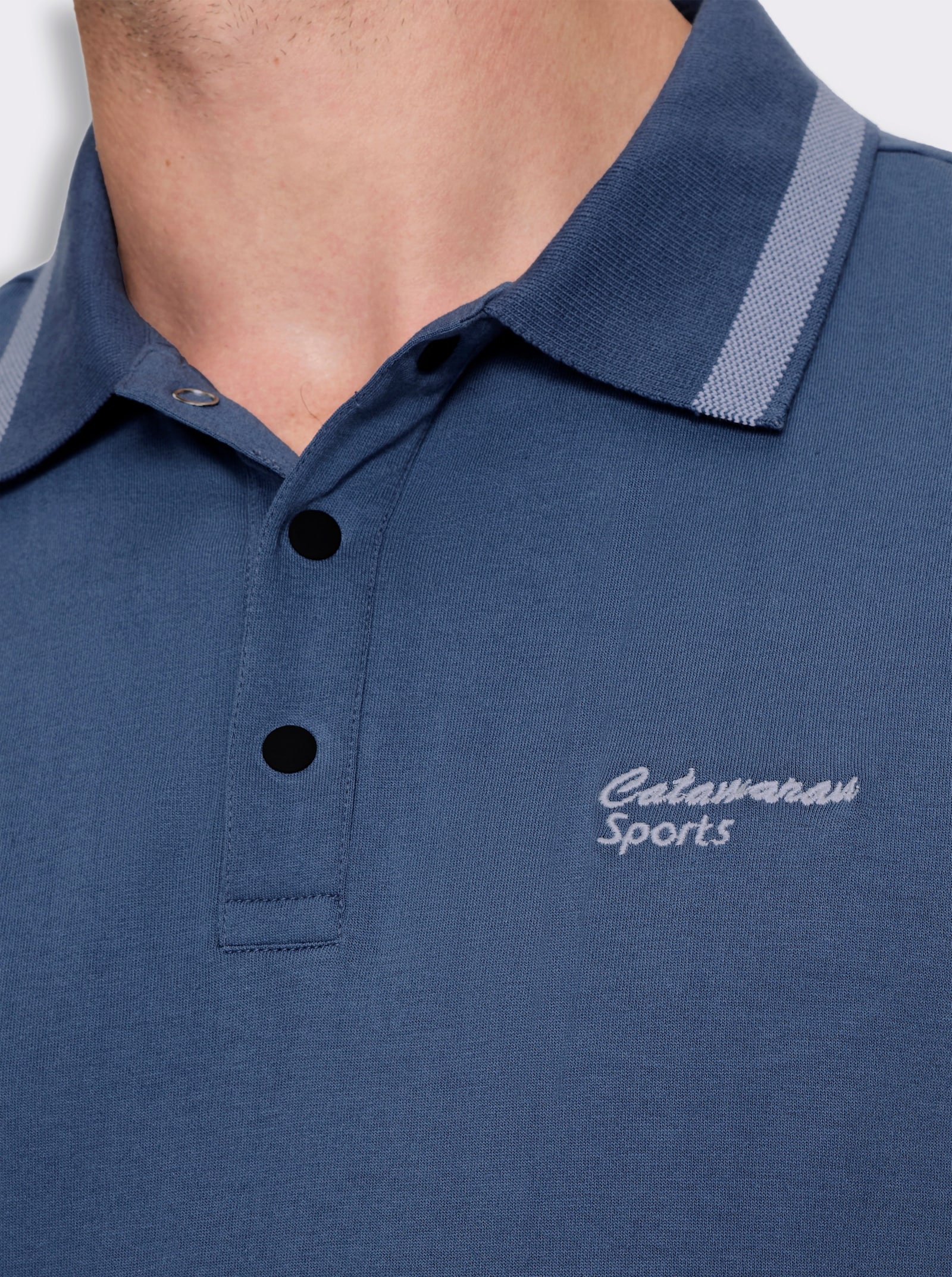 Catamaran Sports Kurzarmshirt mit Druckknopfleiste - jeansblau