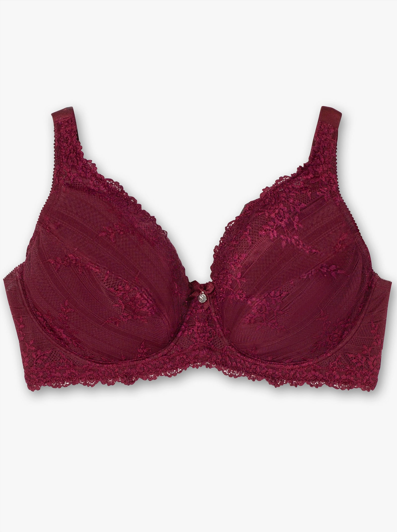 sheego Beugelbeha met kant - wijnrood