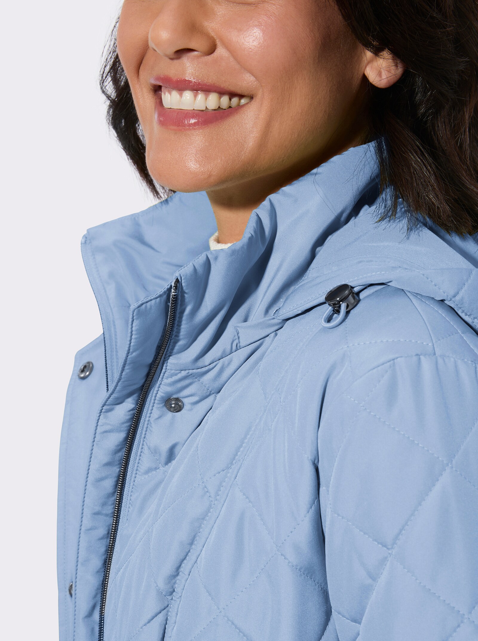 Steppjacke mit Druckknopf-Taschen - eisblau