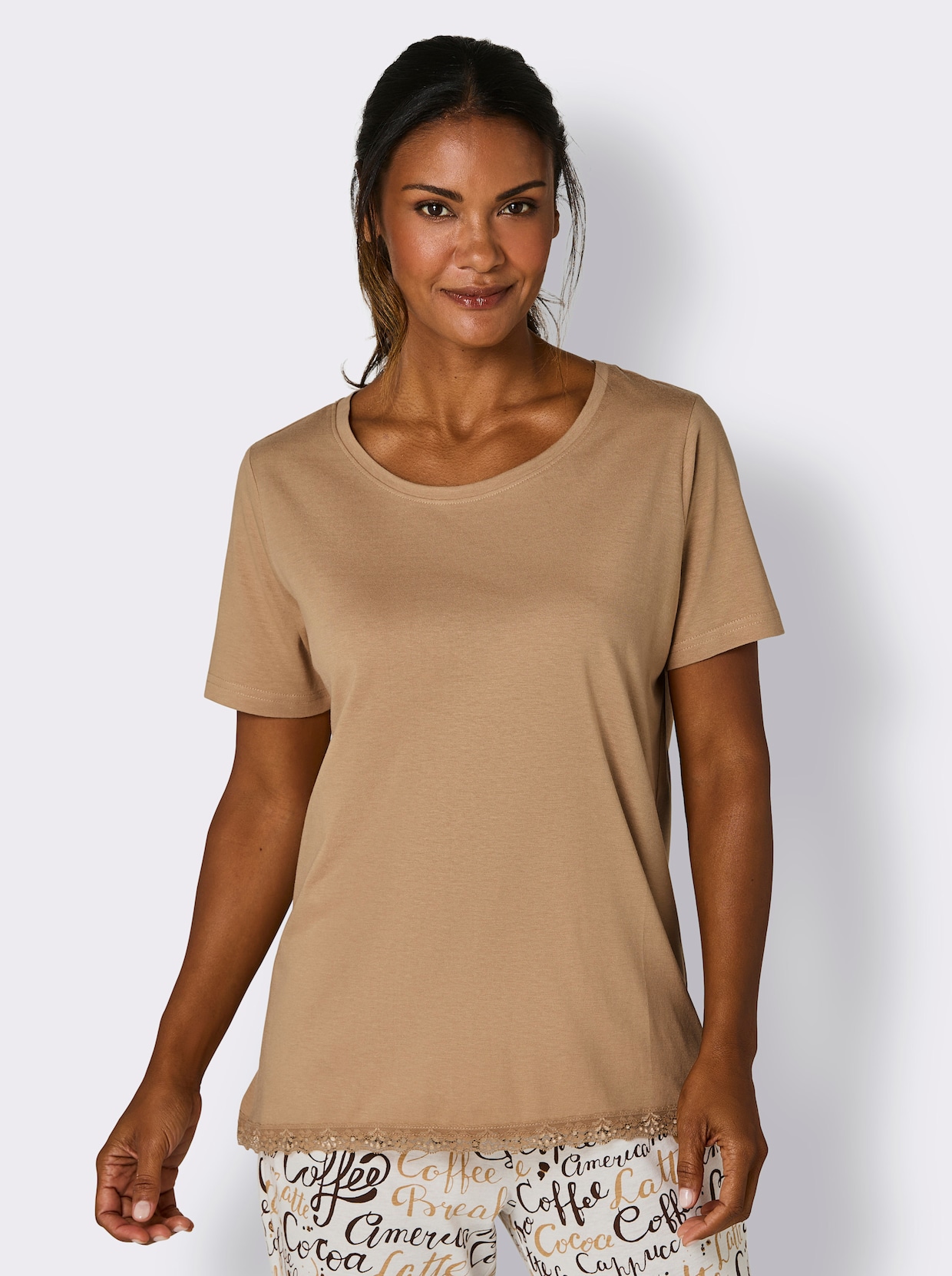 wäschepur Schlafanzug-Shirt - camel