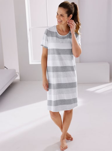 wäschepur Sleepshirts - rosé-weiß-gestreift + steingrau-weiß-gestreift