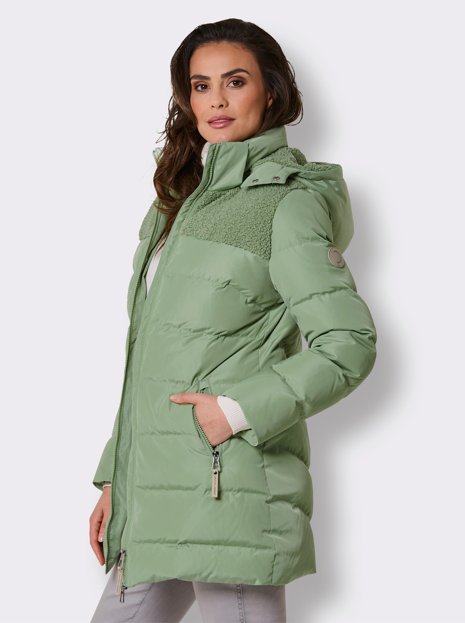 CREATION L PREMIUM Daunenjacke mit Teddyfleece - eucalyptus