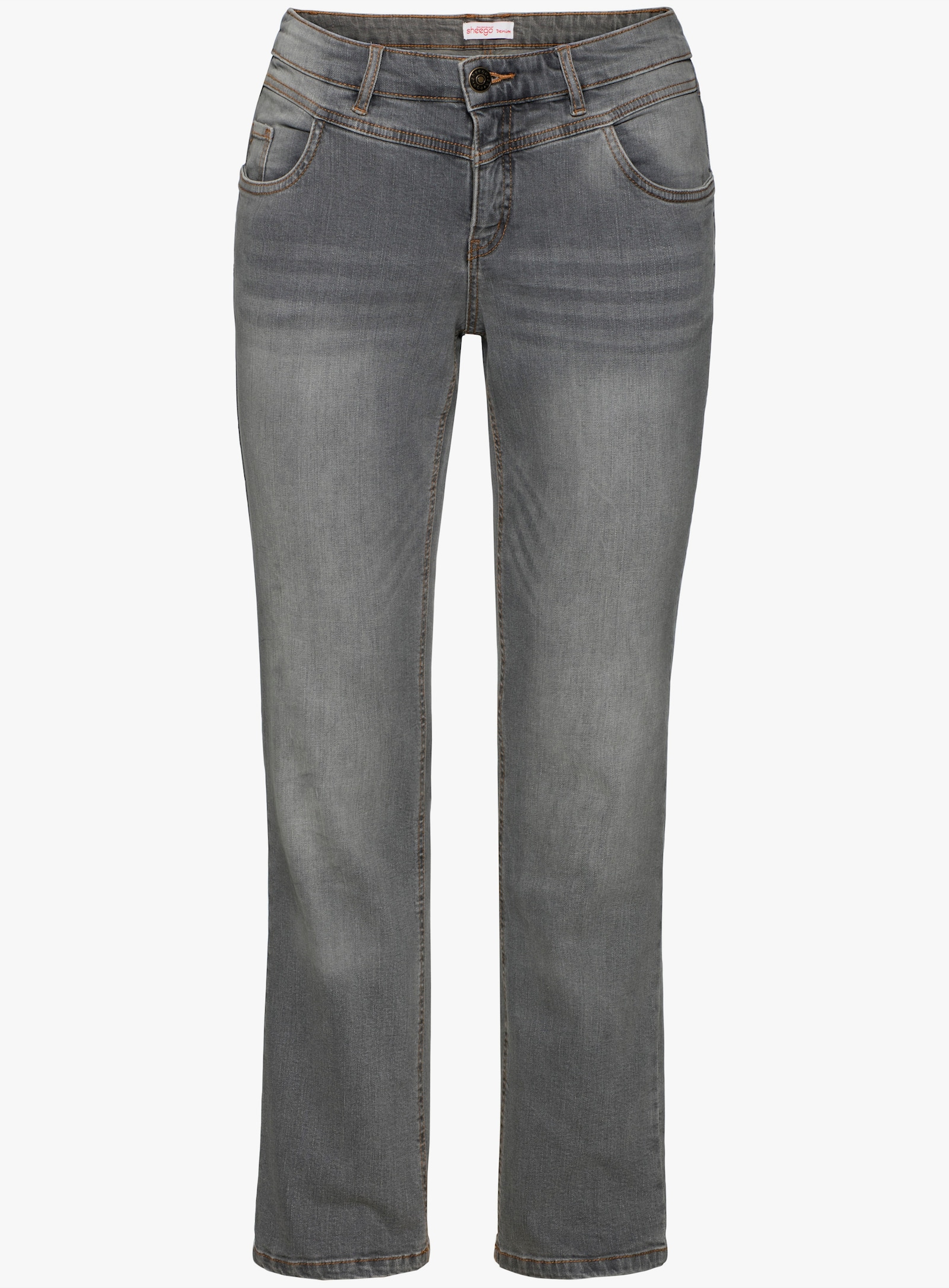 sheego Gerade Jeans mit Used-Effekten - grey denim