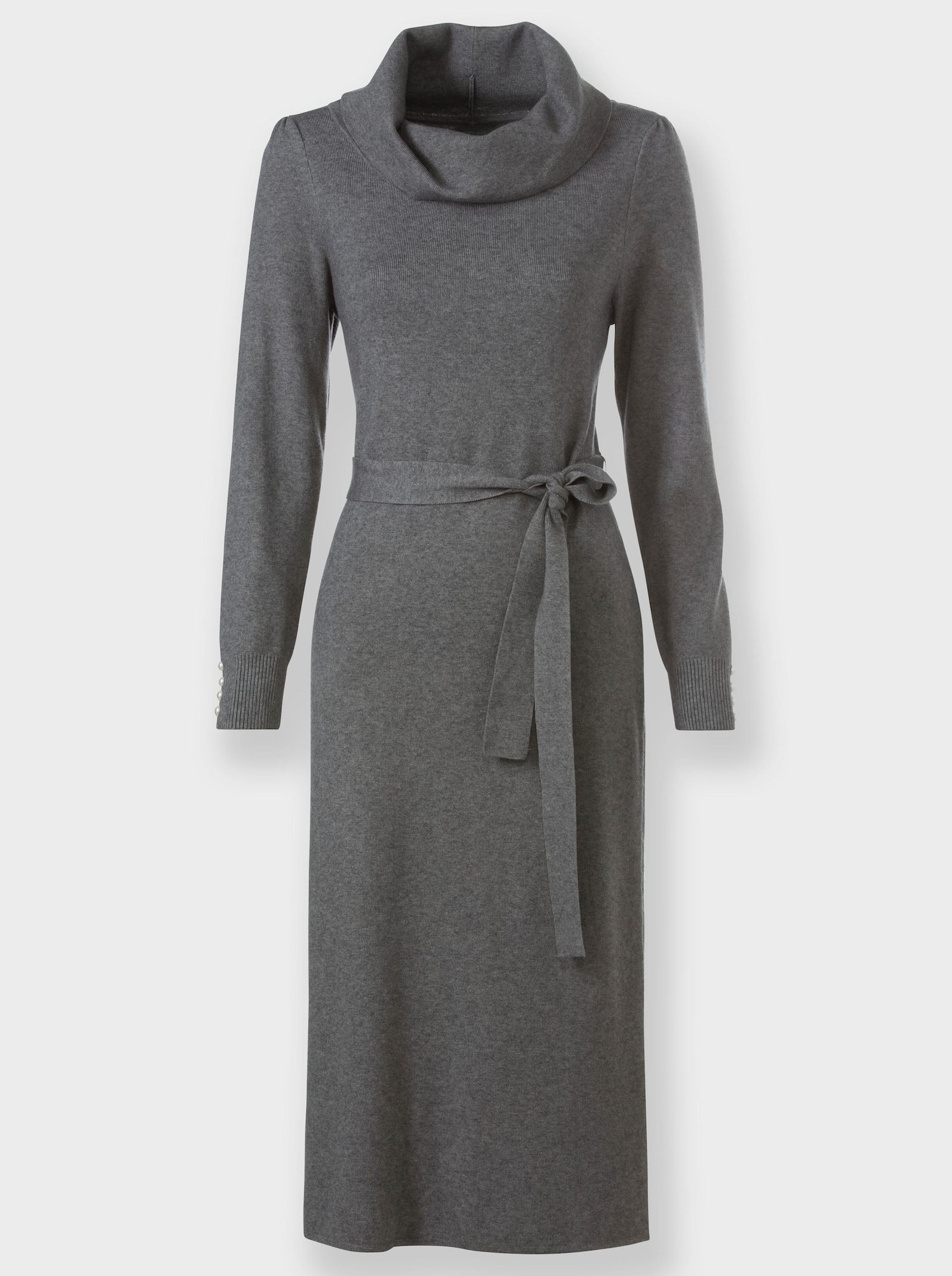 Strickkleid mit Rollkragen - anthrazit-meliert