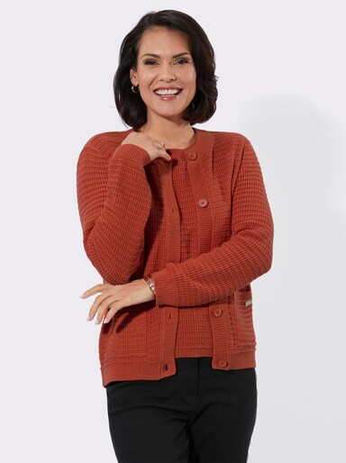 Twin-Set mit gerippten Abschlüssen - terra