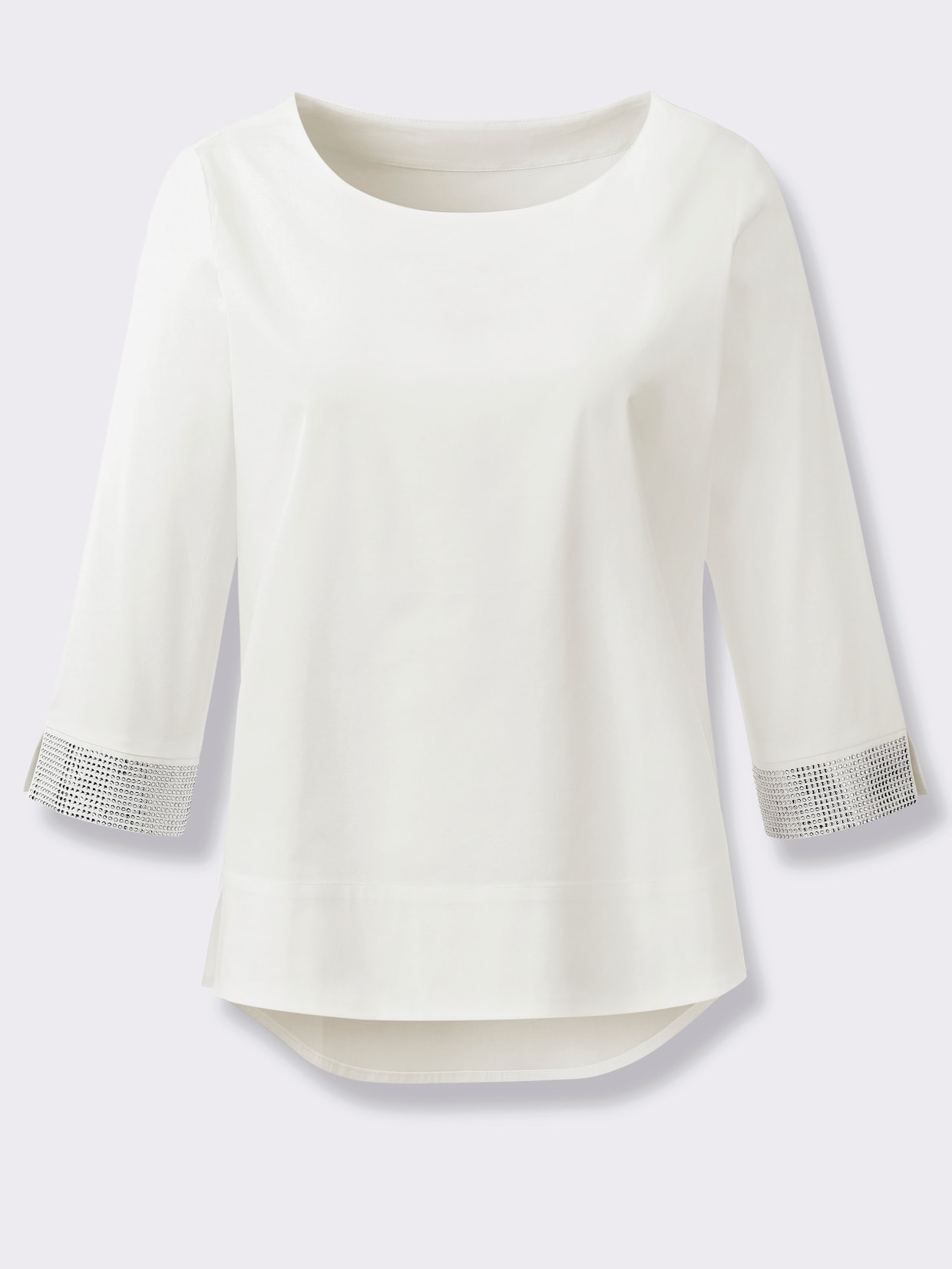 Schlupfbluse mit abgerundetem Saum - ecru