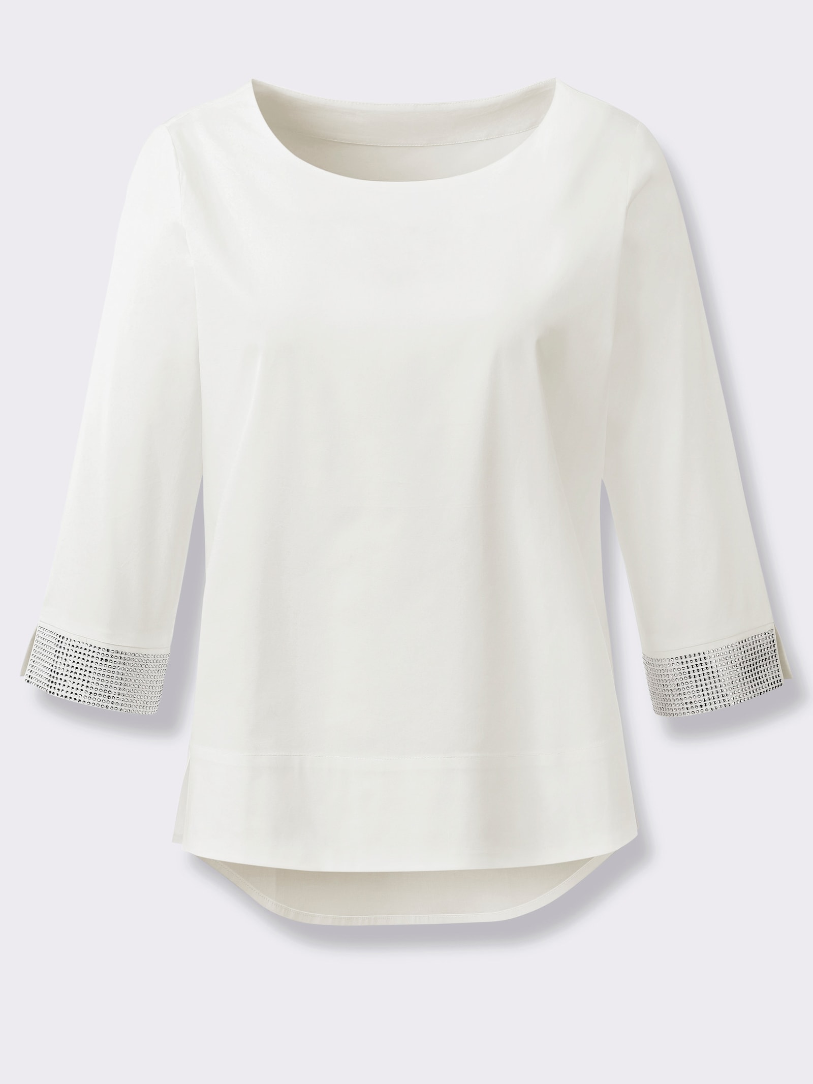 Schlupfbluse mit abgerundetem Saum - ecru