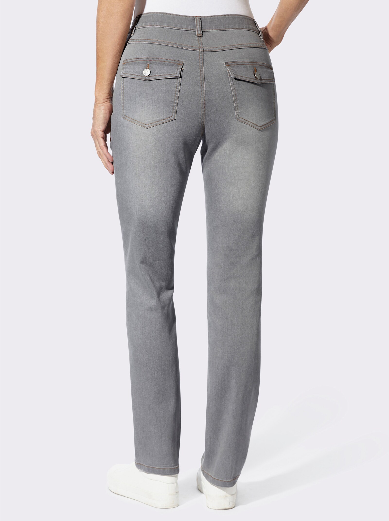 Jeans mit Pattentaschen hinten - light grey-denim
