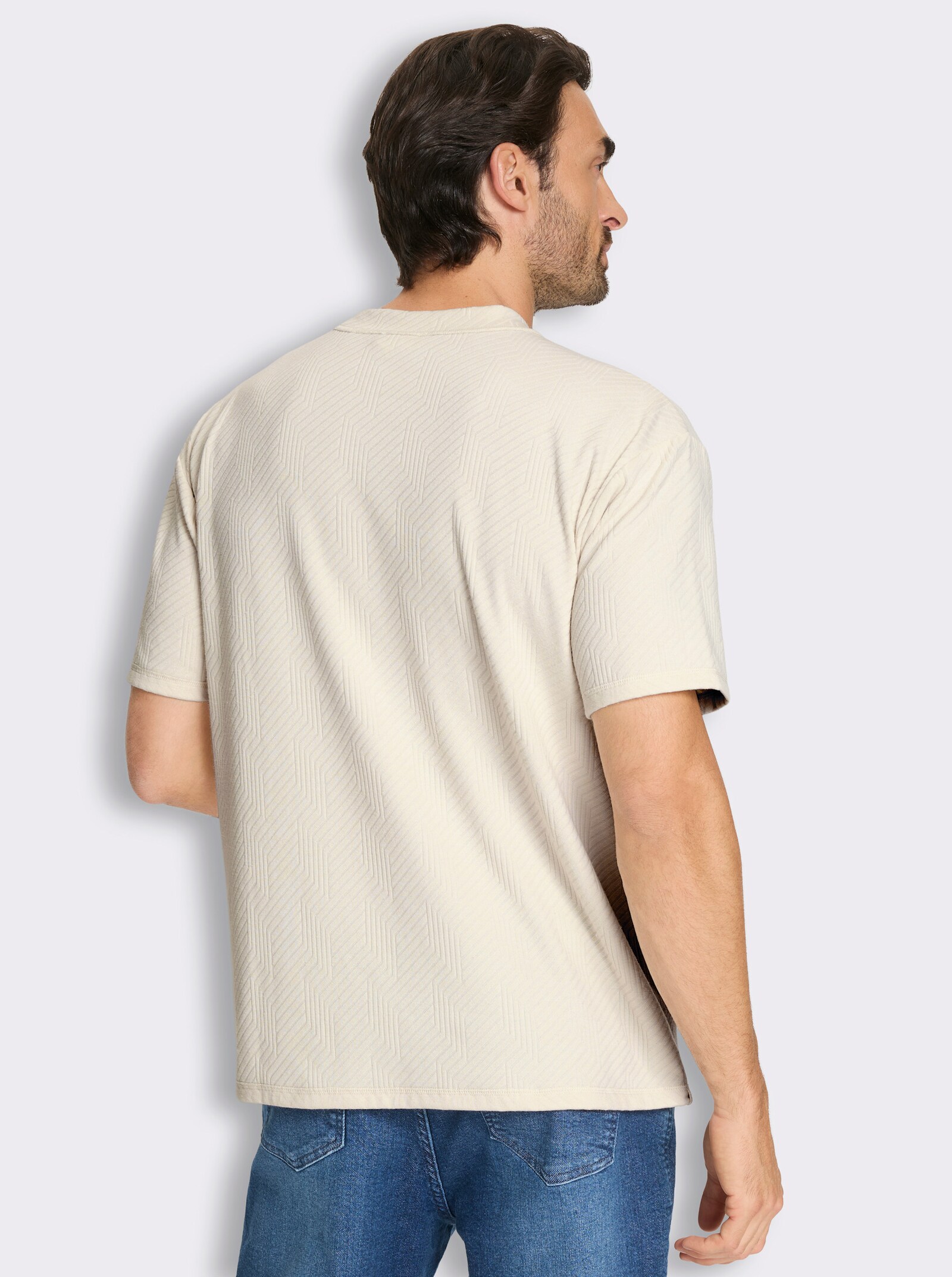 Marco Donati Kurzarmshirt in strukturierter Qualität - champagner