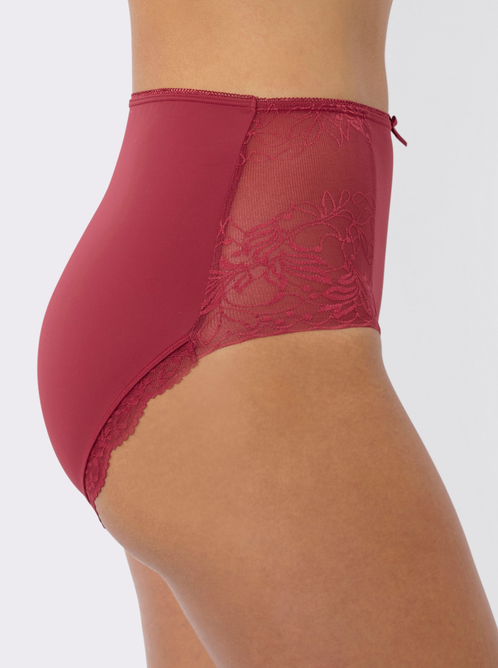 wäschepur Taillenslip mit seitlicher Spitze - 2x kirsche