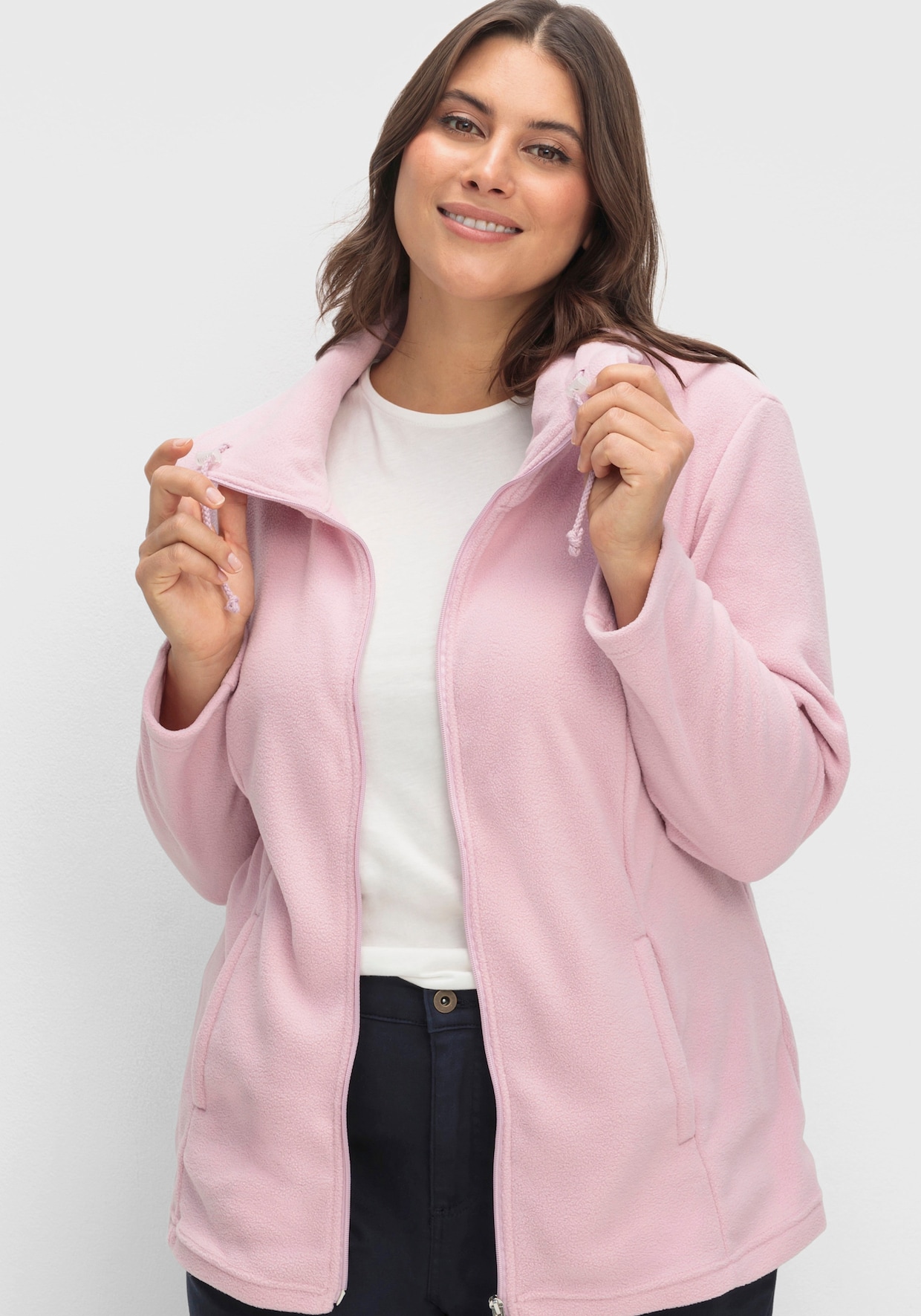 Fleecejacke mit 2-Wege-Reißverschluss - rosé