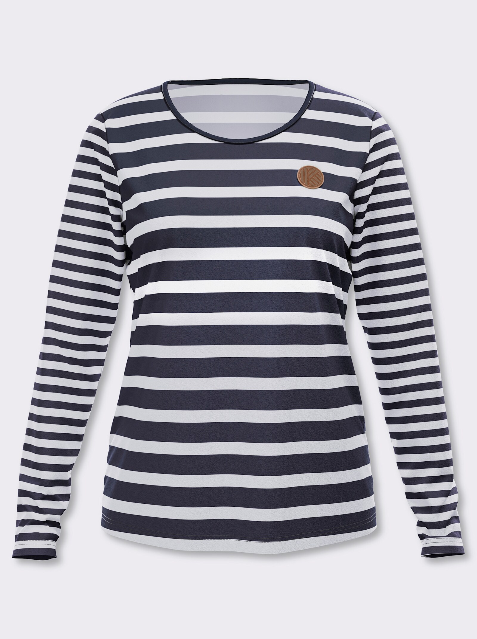 Langarmshirt aus reiner Baumwolle, gestreift - marine-weiß-geringelt