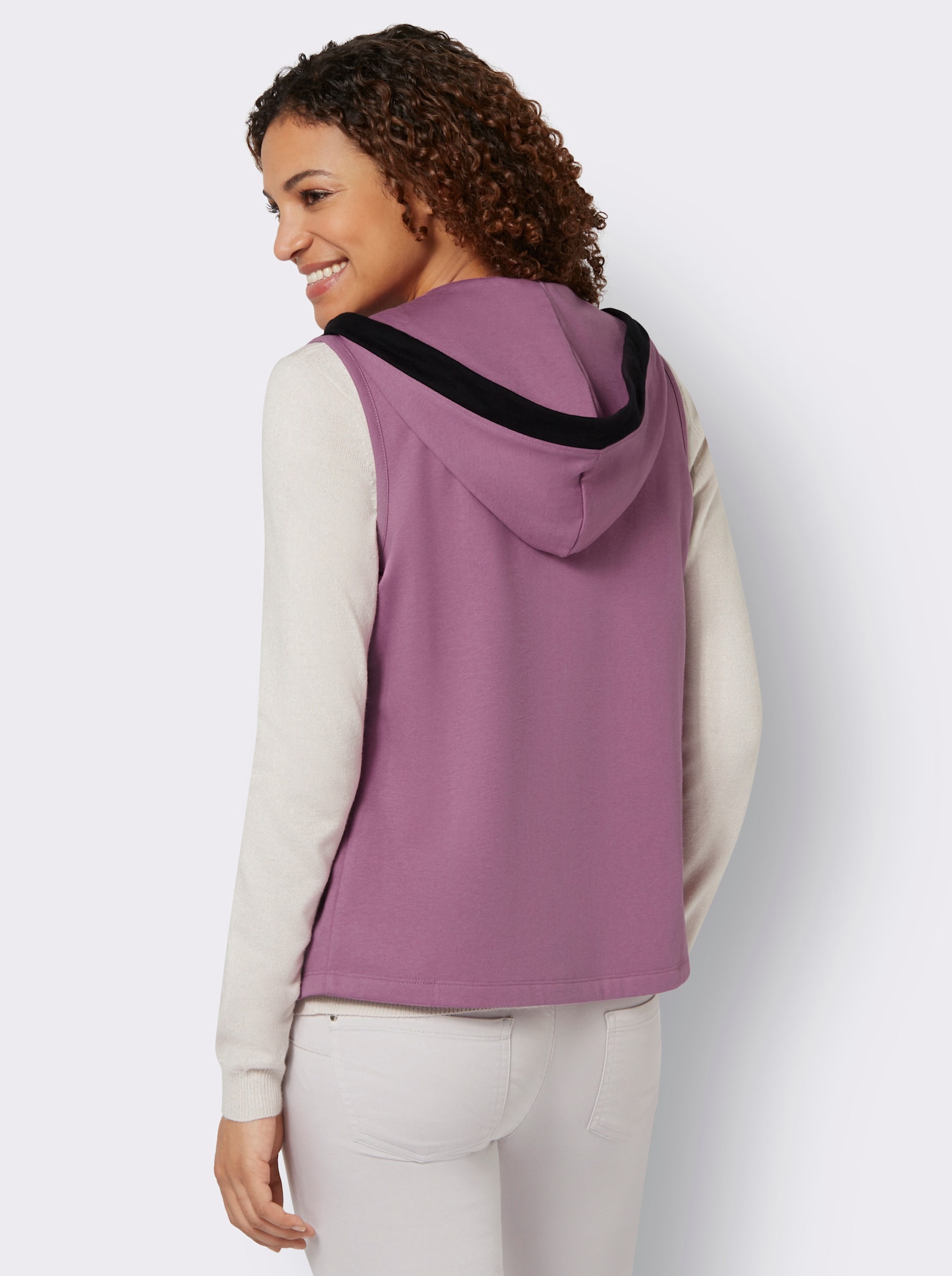 Sweatweste mit Schriftzug-Bindeband - violett