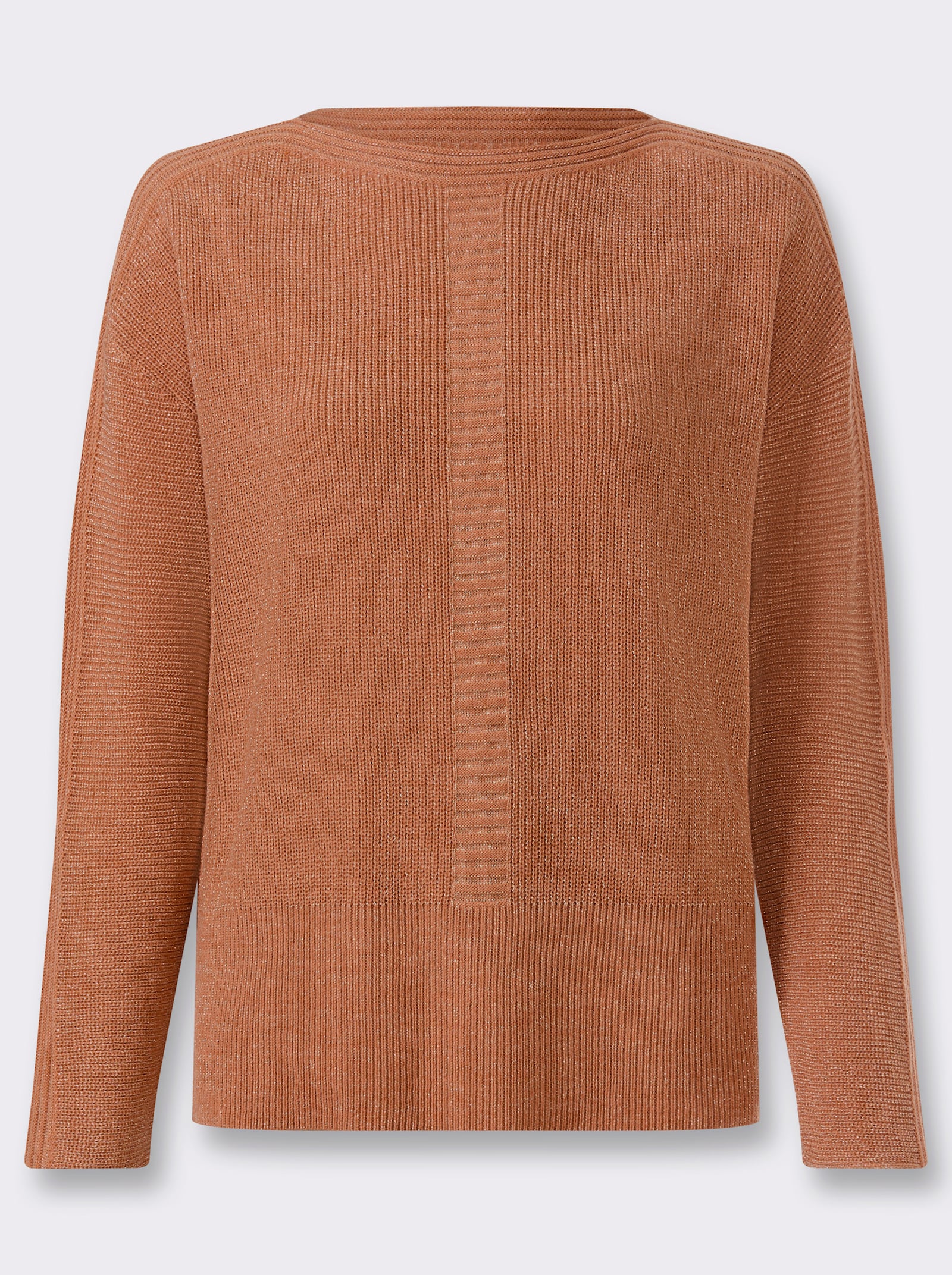 heine Langarm-Pullover mit Zierstreifen - papaya