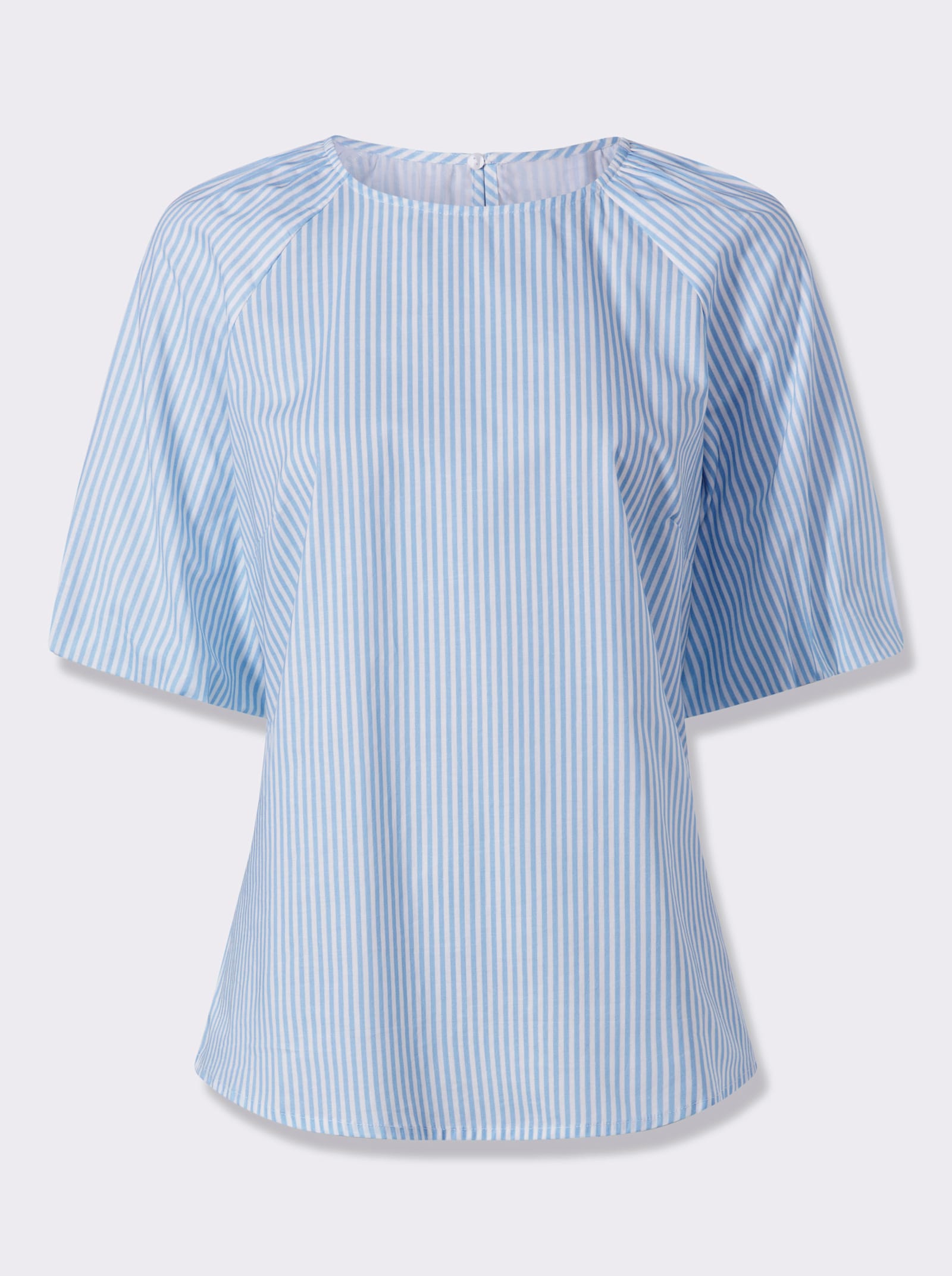 heine Gestreifte Bluse mit Ballonärmeln - eisblau-ecru-gestreift