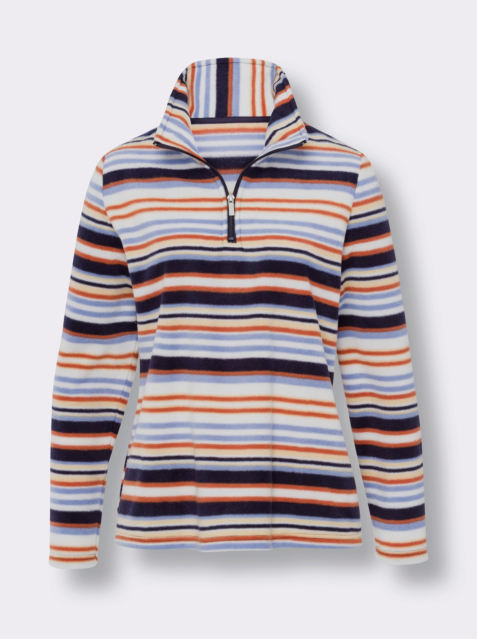 Fleecové tričko s proužkovaným vzorem - blankytná-terra-proužek