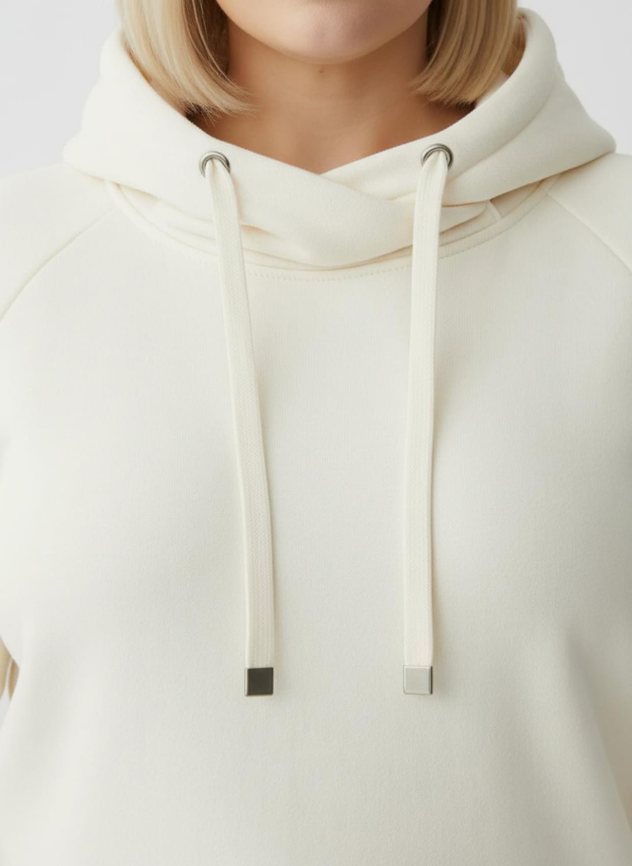 Sweatshirt mit halsfernem Rollkragen - wollweiß