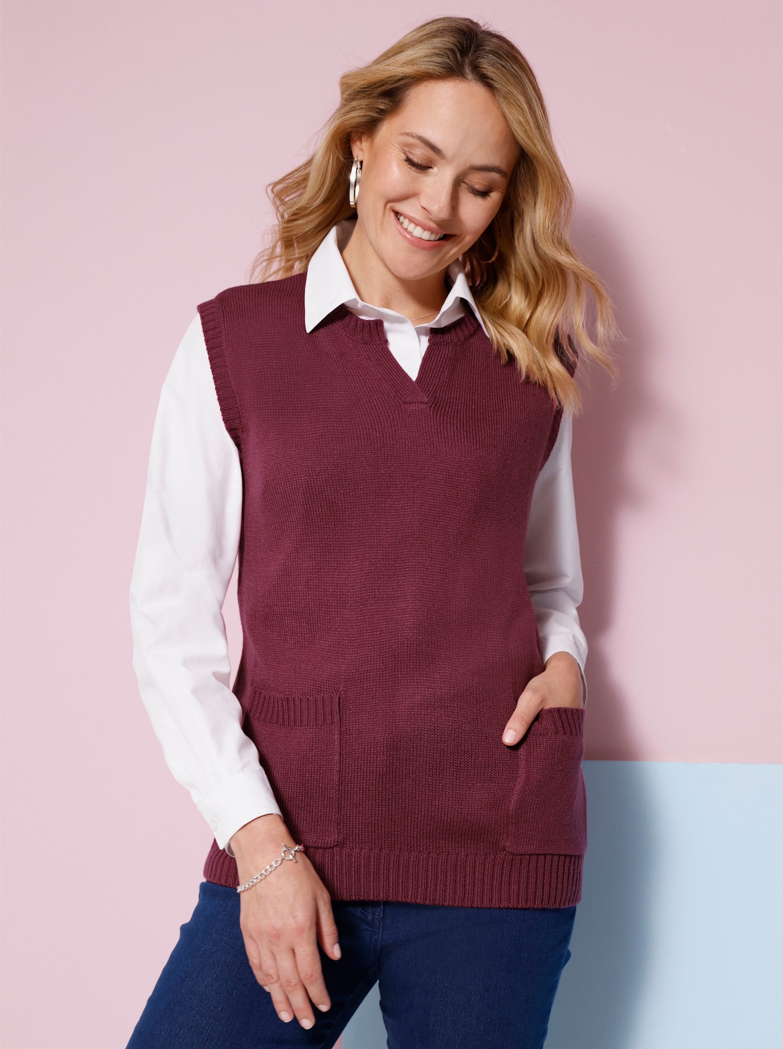 Pullunder mit aufgesetzten Taschen - malve