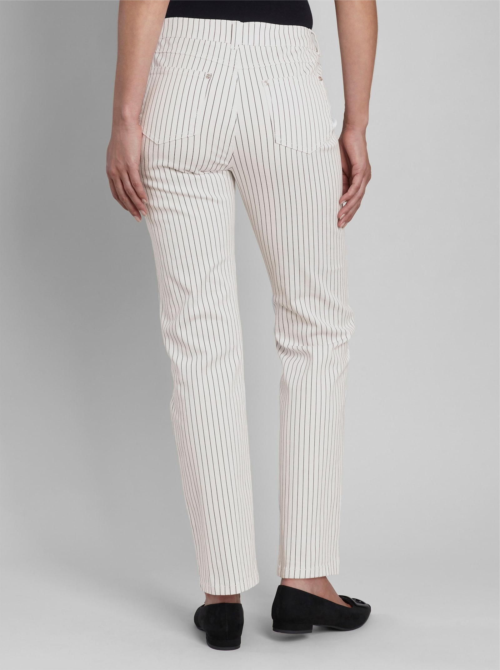 heine 5-Pocket-Hose mit Nadelstreifen - ecru-marine-gestreift