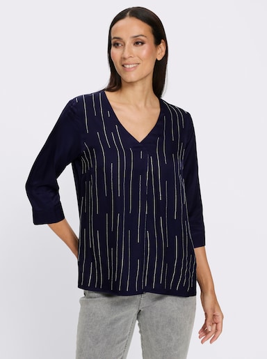 heine Satinbluse mit Glitzersteinchen - marine