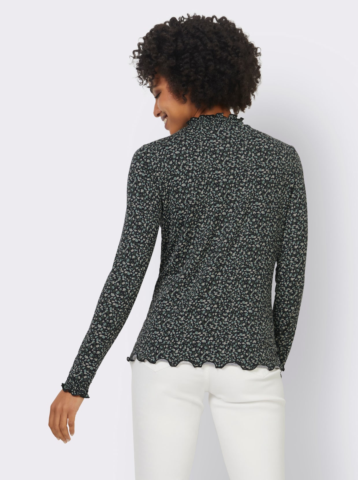 heine Shirt met lange mouwen - mos/kaki bedrukt