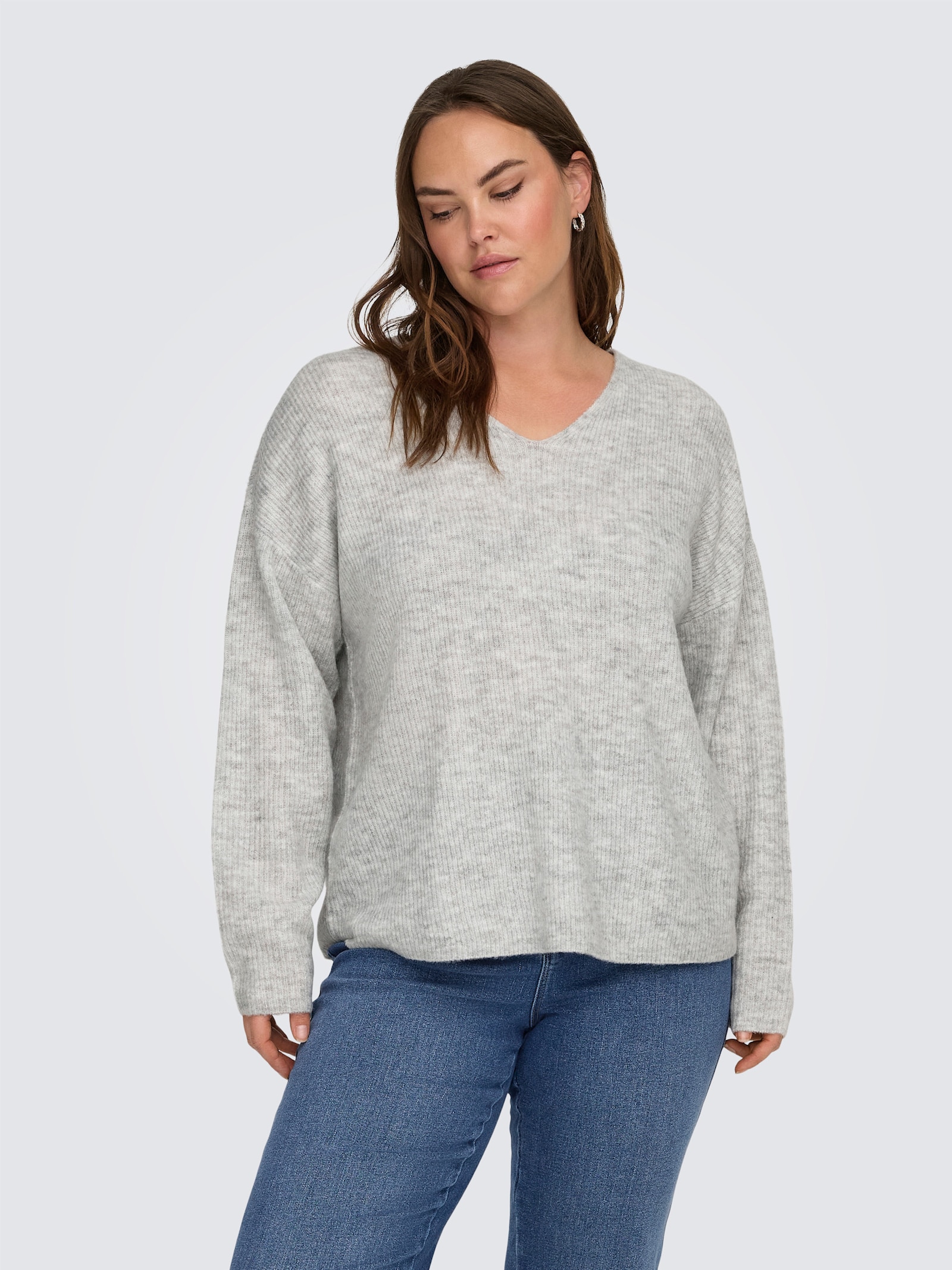 ONLY CARMAKOMA Strickpullover - light grey melange