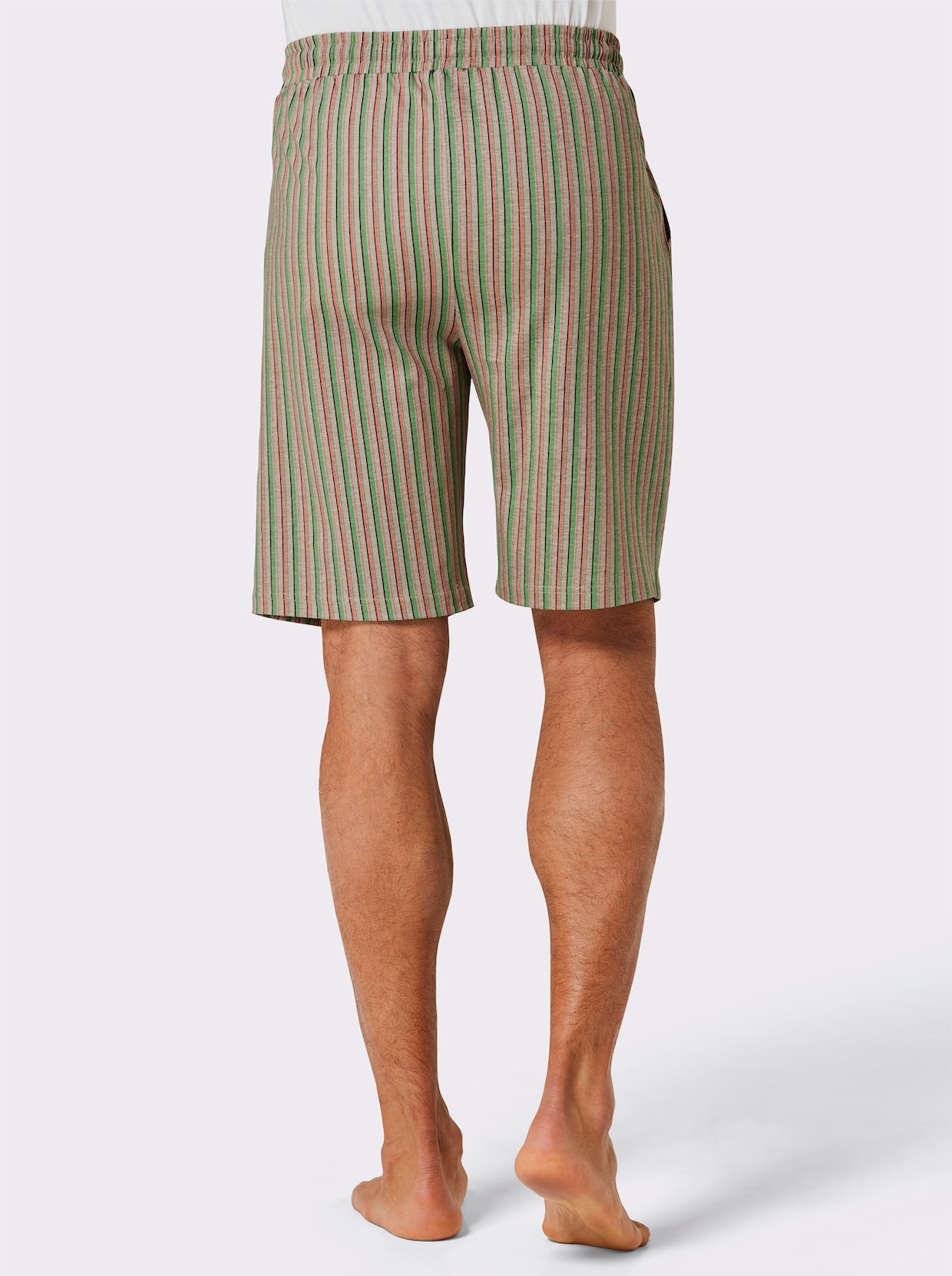 wäschepur men Hose kurz - beige-papaya-gestreift