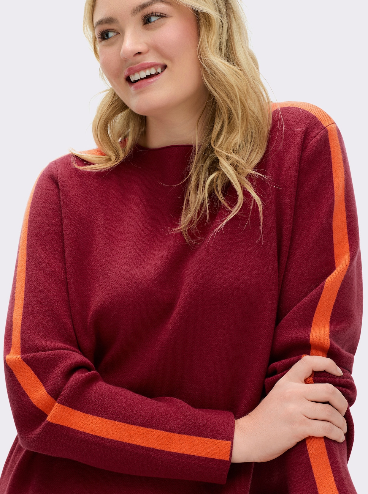 sheego Strickpullover - kirsche-orange